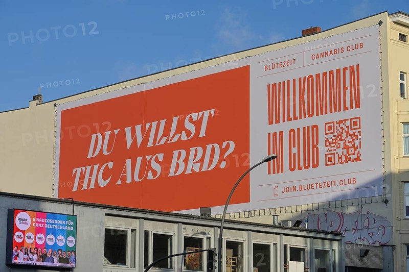 Advertising for Cannabis Club Blütezeit, Potsdamer Straße, Schöneberg, Berlin, Germany, Europe