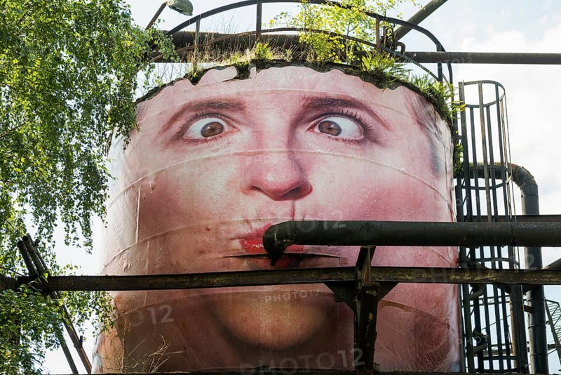 Street art, Former steelworks, Völklingen Ironworks, UNESCO World Heritage Site, Völklingen, Saarland, Germany, Europe