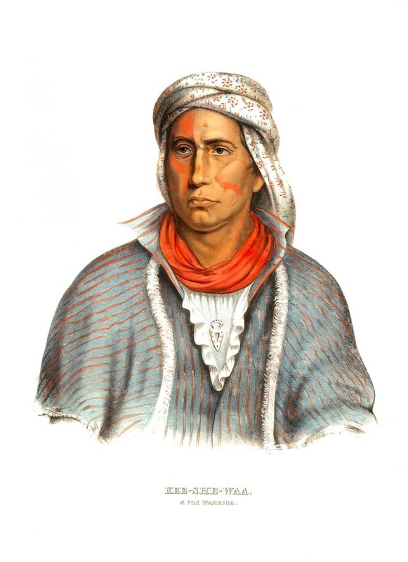 American Indian, Native American, Kee-She-Waa, a warrior of the Fox, United States of America, USA, Painting by Charles Bird King (1785, 1862), c. 1840, Historical, digitally restored reproduction from a 19th century original, Record date not stated, North America
