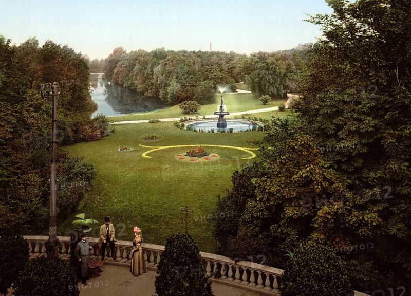 View of Kungsparken, Malmö, Sweden, View from 1885, Historical, digitally restored reproduction from a 19th century original, Record date not stated, Europe