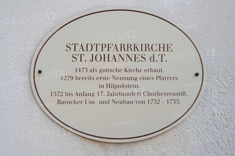 Information board at the parish church of St John the Baptist, Hiltpoltstein, Middle Franconia, Bavaria, Germany, Europe