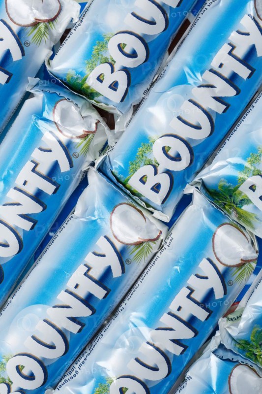Bounty chocolate bar from Mars Inc. as background