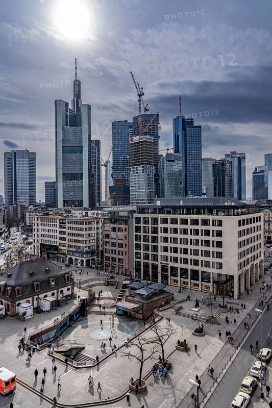 Skyline of Frankfurt am Main, at the Hauptwache, Hesse, Germany, Europe