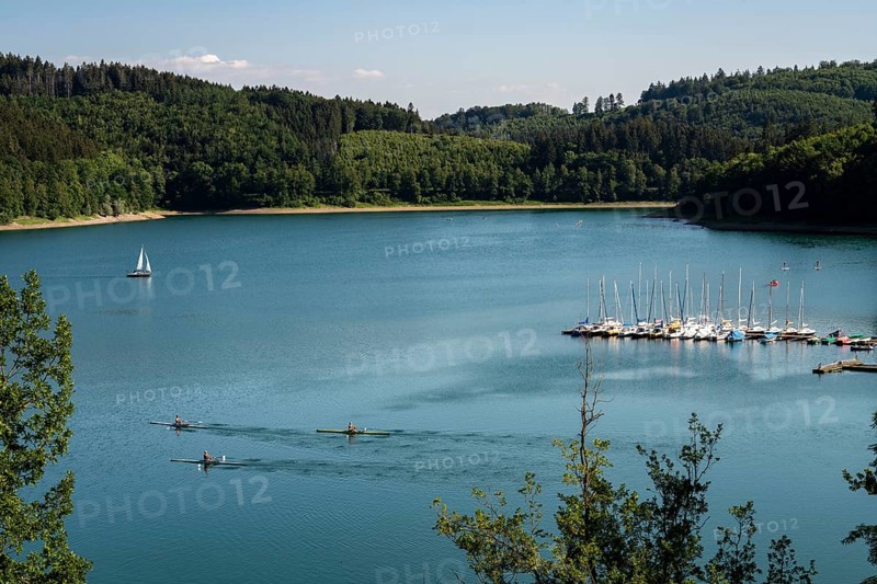 The Hennesee, Hennetalsperre in the Sauerland, bathing bay, Hochsauerlandkreis, near Meschede, North Rhine-Westphalia, Germany, Europe