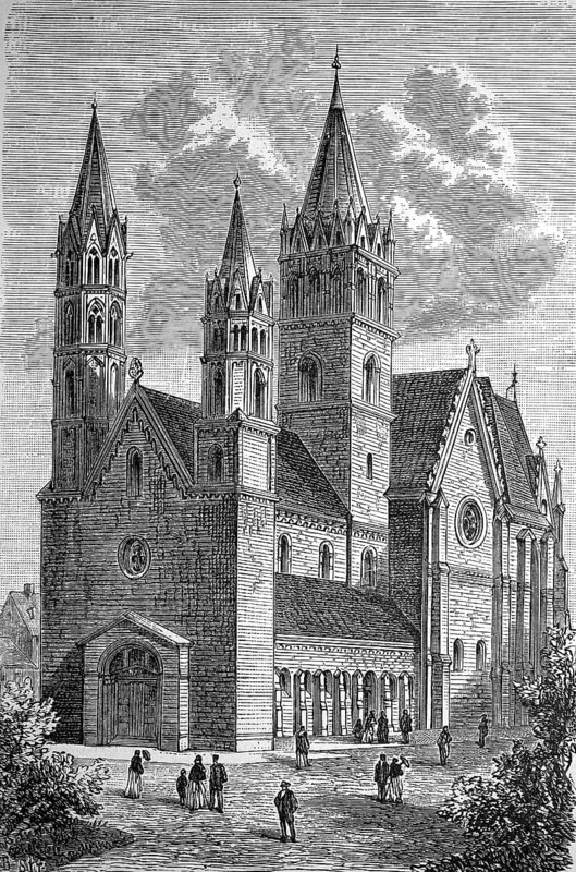The Church of Our Dear Lady in Arnstadt, Thuringia, Germany, in 1870, Historical, digital reproduction of an original from the 19th century, Europe
