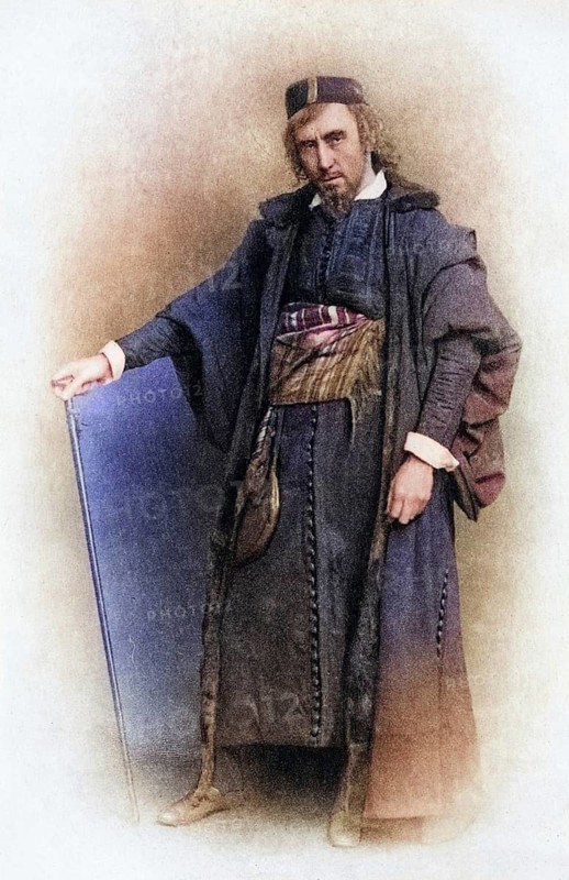 Henry Irving (1838-1905), English actor and director, the first actor to be honoured with a knighthood (1895), Irving as Shylock in The Merchant of Venice by William Shakespeare. His production was first performed at the Lyceum Theatre in London in 1879, ca. 1890, Historic, digitally restored reproduction from a 19th century original, Record date not stated
