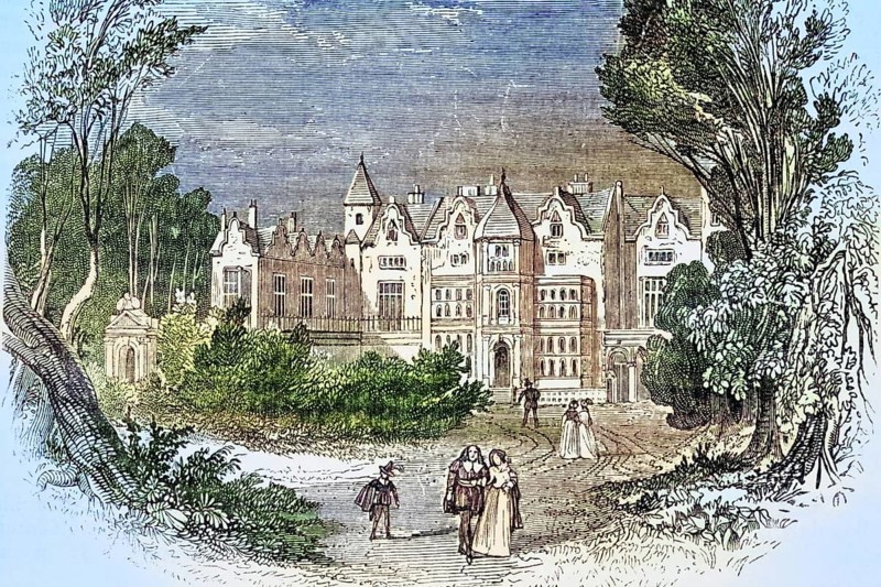 Holland House Kensington England residence of Joseph Addison From Old England's Worthies published by Lord Brougham and others London circa 1880's, Historic, digitally restored reproduction from a 19th century master, Record date not stated