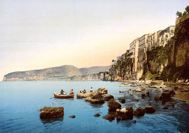 Sorrento am Meer, Neapel, Italien / Sorrento by the sea, Naples, Italy, Historic, digitally restored reproduction from a 19th century original, 1880, Record date not stated, Europe