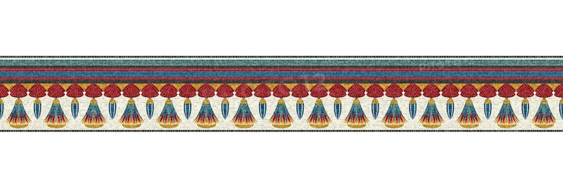 Horizontal border mosaic tiles, vector pattern
