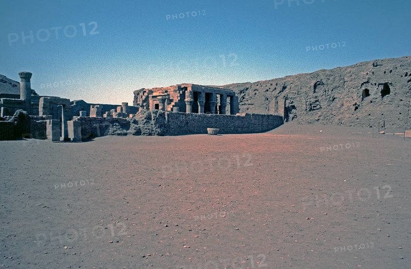 Heavily destroyed birthplace, Mammisi, Horus Temple, Edfu, Nile Valley, Egypt, September 1989, vintage, retro, old, historical, Africa