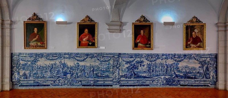 Church and Monastery of Sao Vicente de Fora, Panel of Azulejo tiles in the Cloister, Lisbon, Portugal, Europe