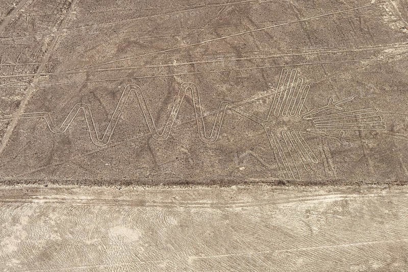Aerial, The Heron, Nazca geoglyph, Nazca Lines, Nazca, Peru, South America