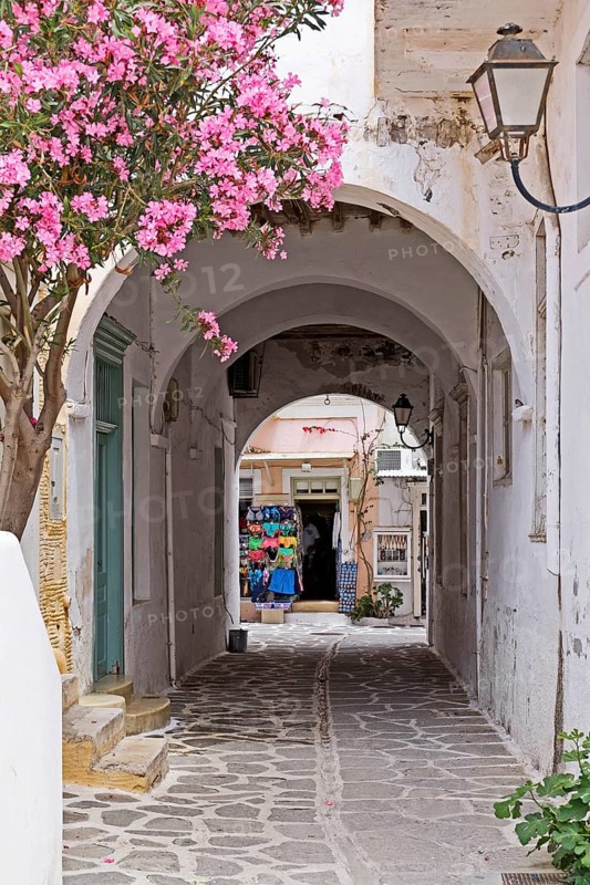 Alley in the old town, Parikia, Paros, Clyclades, Greece, Europe