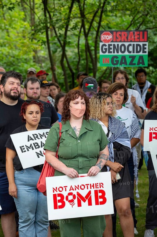 Dearborn, Michigan USA, 17 August 2024, In advance of the Democratic National Convention, activists rallied to demand that 'Not Another Bomb' should be sent for Israel's war in Gaza