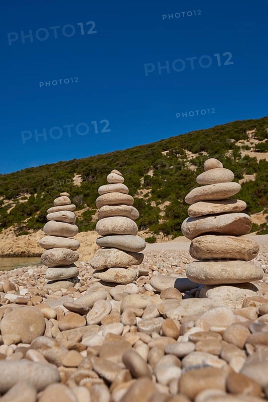 Stones at the coast of the sea, Cres, Croatia, Europe