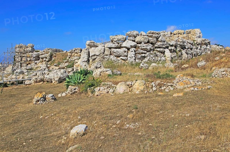 Ggantija neolithic megalithic 5500 years old prehistoric temple complex site Gozo, Malta, Europe