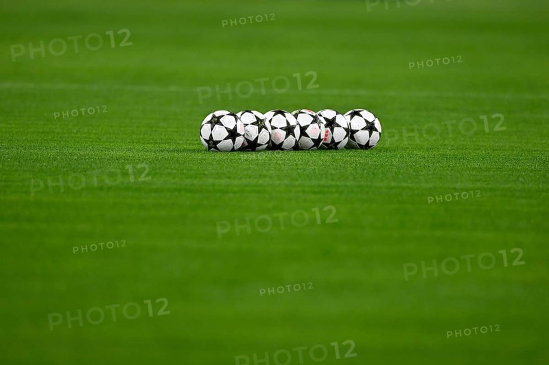 Adidas match balls lying on the pitch, Champions League, Allianz Arena, Munich, Bavaria, Germany, Europe
