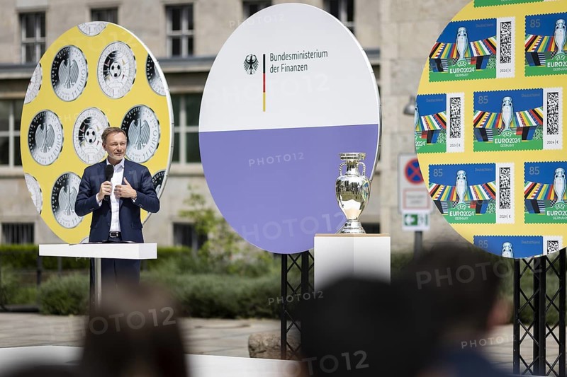 Christian Lindner (FDP), Federal Minister of Finance, photographed during the presentation of the UEFA European Football Championship 2024 coin and stamp at the Federal Ministry of Finance in Berlin, 21.05.2024. Photographed on behalf of the Federal Ministry of Finance