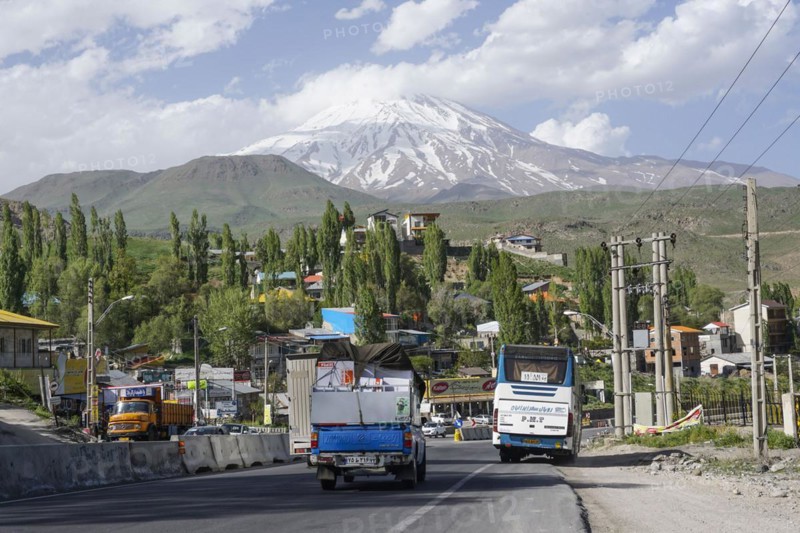 View of the snow-covered 5671 metre high Damavand mountain, Iran, 17.05.2016, Asia
