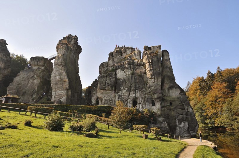 Externsteine in autumn, Teutoburg Forest, Horn-Bad Meinberg, North Rhine-Westphalia, Germany, Europe