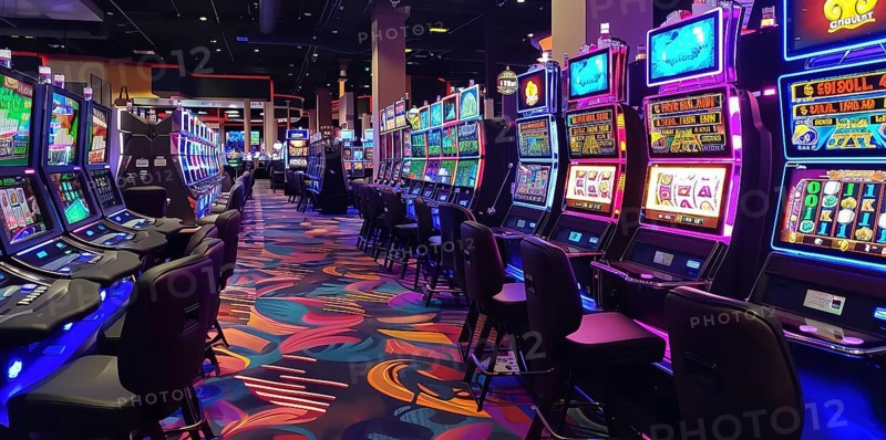 Casino gambling blackjack and slot machines waiting for gamblers and tourist to spend money, AI generated