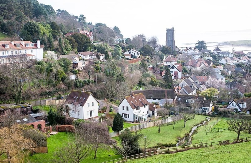 Morning view over houses in Minehead, Somerset, England, United Kingdom, Europe
