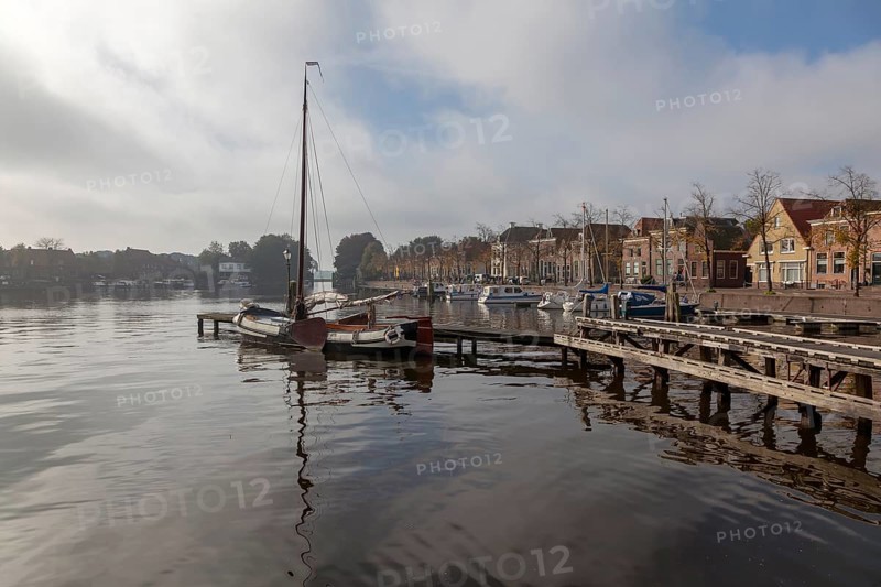Harbour of Blokzijl, fog, Province of Overijssel, Netherlands