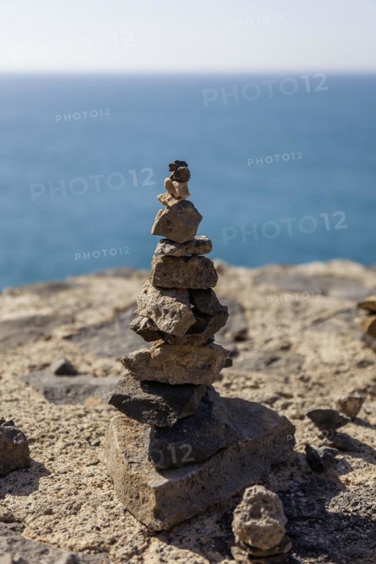 Cairns, Caleta Negra, west coast, Fuerteventura, Canary Island, Spain, Europe