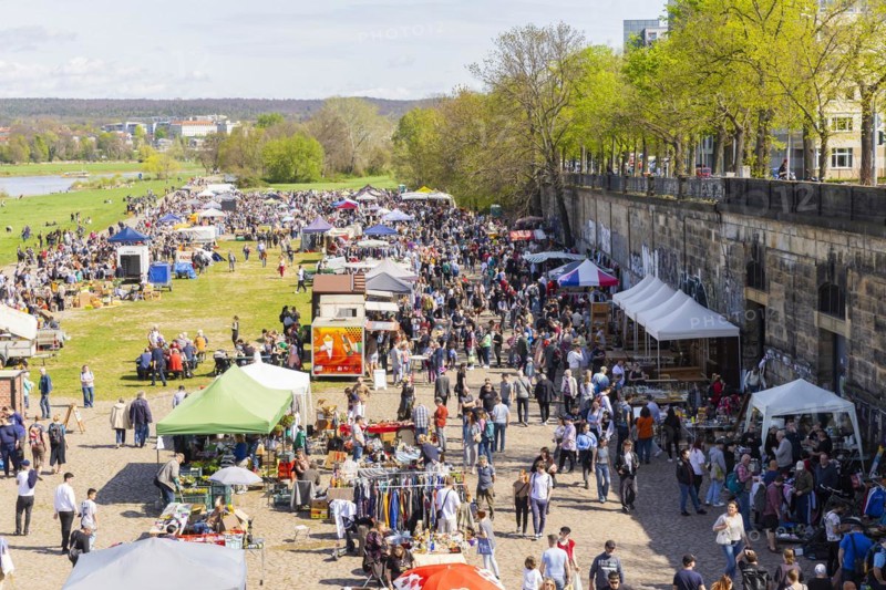 In the warmer months of the year there are several flea markets in Dresden, here is the largest one in Johannstadt, Dresden, Saxony, Germany, Europe