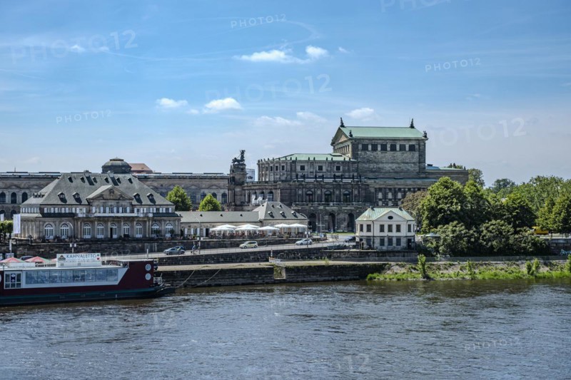 Italian village and Semper Opera House at the theatre square in the inner old town of Dresden, Saxony, Germany, for editorial use only, Europe