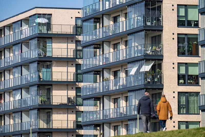 New residential buildings, flats between Viertal Neuer Hafen, on Lohmannstraße and Weserdeich, Kommodore-Ziegenbein-Promenade, Bremerhaven, Bremen, Germany, Europe