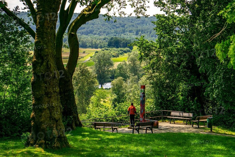 Stadtgarten Steele, viewpoint Essener Aussichten, into the Ruhr Valley to Essen-Überruhr, Essen North Rhine-Westphalia, Germany, Europe