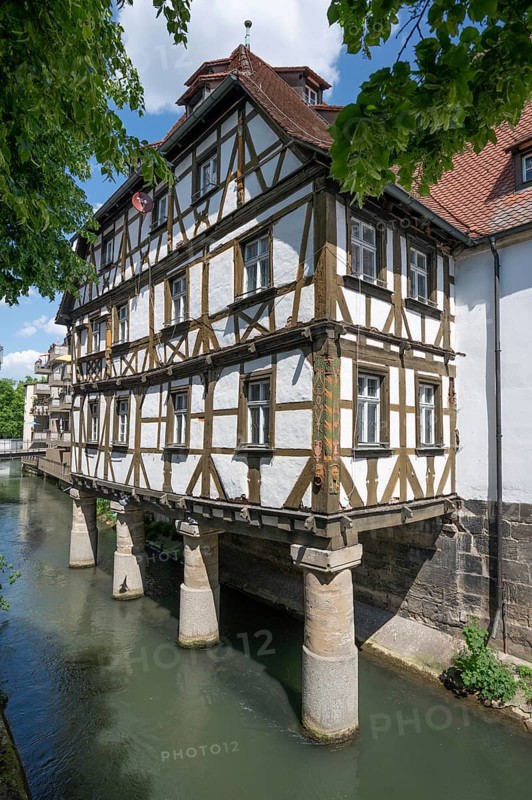 Historic St Catherine's Hospital on the Wiesent, built in 1611, Forchheim, Upper Franconia, Bavaria, Germany, Europe