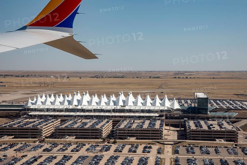 Denver, Colorado, Denver International Airport (DEN), photographed from a landing Southwest Airlines airliner