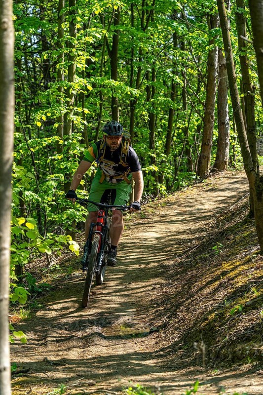 Brammentrail, mountain bike trail on the Schurenbach spoil tip, in Essen North Rhine-Westphalia, Germany, Europe