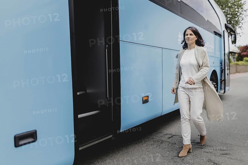 Annalena Bärbock (Alliance 90/The Greens), Federal Foreign Minister, during the tour of Germany in Flensburg, 25 July 2024. /