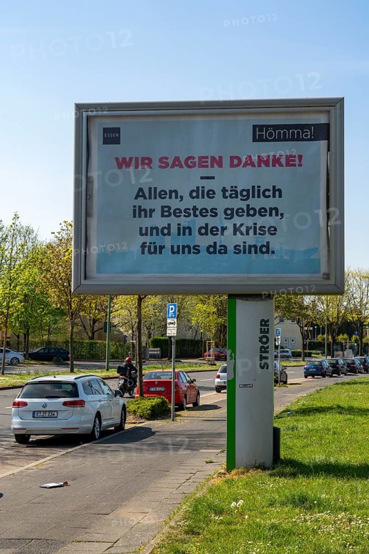 Advertising during the corona pandemic, City of Essen thanks the heroes of everyday life, Effects of the corona crisis in Essen, Germany, Europe