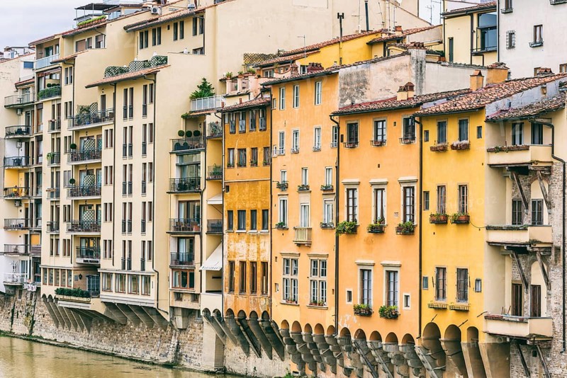 House facades, old town, Ponte Vecchio, architecture, historical, history, culture, city trip, tourism, attraction, sight, Florence, Italy, Europe