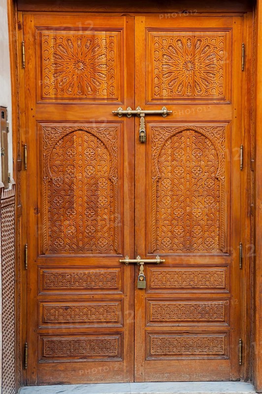 Traditional wooden door with inlays, wooden door, arabic, oriental, entrance, entrance door, splendid, craft, craftsmanship, art, architecture, historical, house entrance, detail, morocco