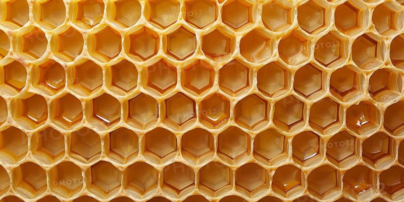 Close up of yellow honeycombs. Generative Ai, AI generated