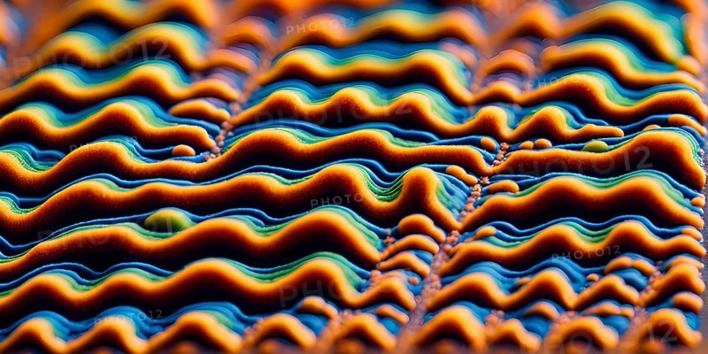 Nano material inspired by gecko feet with intricate patterns and vibrant colors representing adhesive properties, AI generated