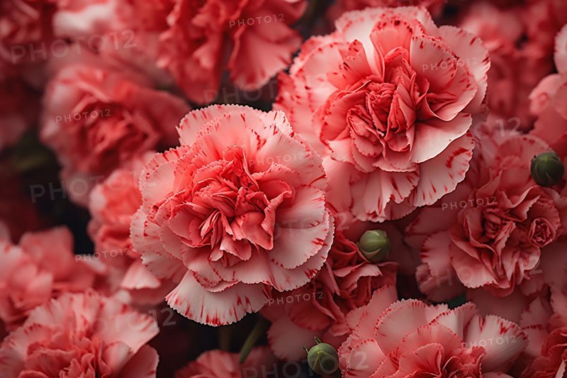 Close up of peach colored Carnations summer flowers. KI generiert, generiert KI generiert, generiert AI generated