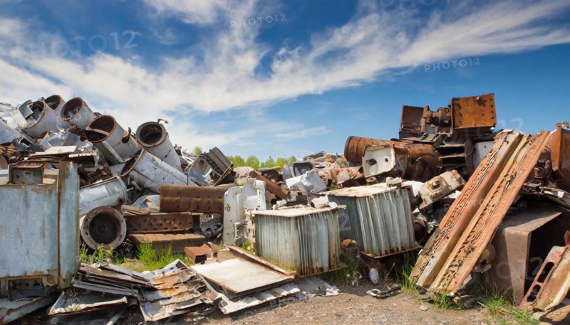 Symbolism, large junkyard with old radiators, AI-generated, AI-generated, AI generated