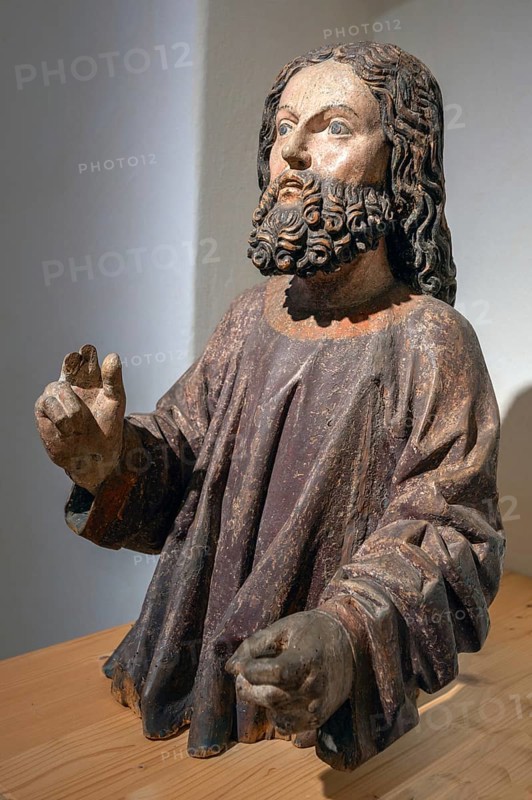 Figure of Jesus, around 1470, only the corpus of the palm tree still exists, Strigel Museum, Martin-Luther-Platz 1, Memmingen, Swabia, Bavaria