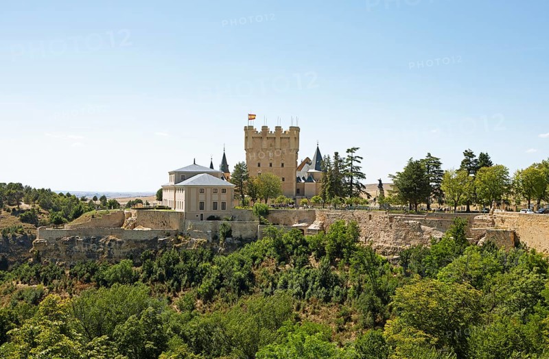 La Muralla or city wall of Segovia, behind the Alcázar, province of Segovia, Castile and Leon, Spain, Europe