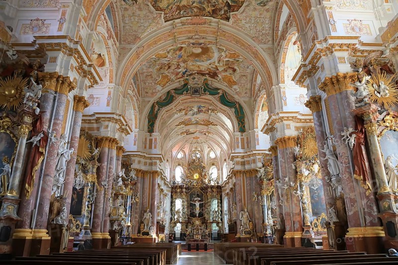Interior of the Cistercian Abbey Church Fürstenfeld in Fürstenfeldbruck, Upper Bavaria, Bavaria, Germany, Europe