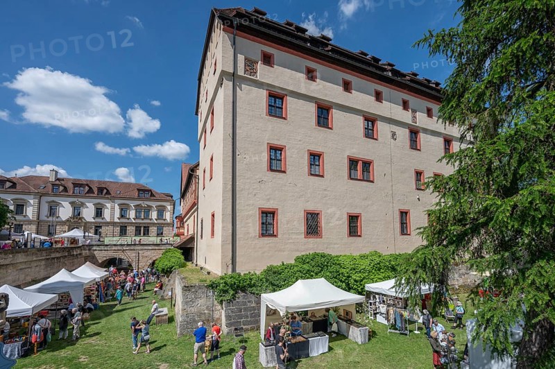 Garden exhibition in the moat of the historic imperial palace, Forchheim, Upper Franconia, Bavaria, Germany, Europe