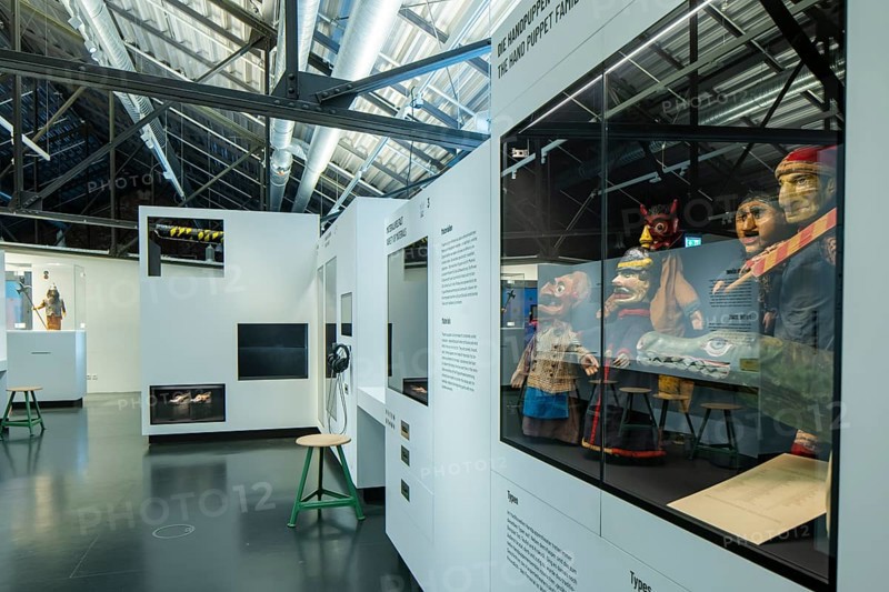 The puppet theatre collection of the Staatliche Kunstsammlungen Dresden (SKD), one of the largest of its kind in the world, will open its doors at its new location on 7 September: the power plant Mitte will not only house 12, 000 marionettes, hand puppets and other theatre figures on around 2, 600 square metres, but also entire stages and the extensive archive, a total of over 100, 000 objects, will find an appropriate place. In future, there will be two exhibitions that can be visited independently of each other: The permanent basic exhibition will present highlights from the collection such as marionettes developed at the Weimar Bauhaus and the Hohnsteiner Kasper, the ancestor of many modern German hand puppet puppets., Puppet theatre collection at the new location in power plant Mitte, Dresden, Saxony, Germany, Europe