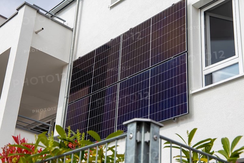 New residential building with solar modules on the façade