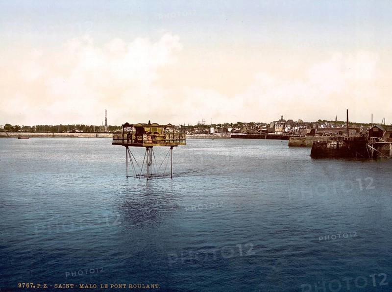 Roulant Bridge in St. Malo, Brittany, France, ca 1890, Historical, digitally restored reproduction from a 19th century original, Record date not stated, Europe